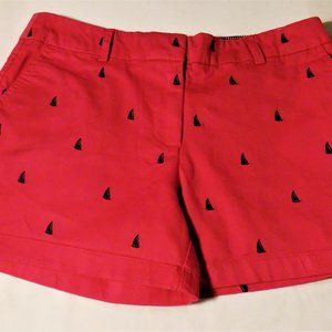 British Khaki Magenta Shorts w/ Sail Boats